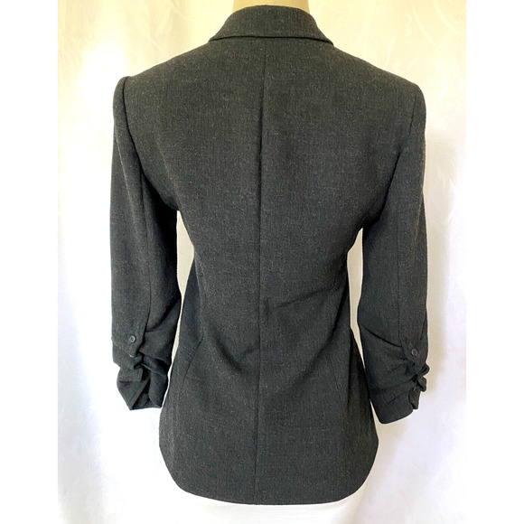 Elizabeth and James Ponte Jacket Blazer Gray 3/4 Ruched Sleeve Barnes On… - Picture 5 of 8